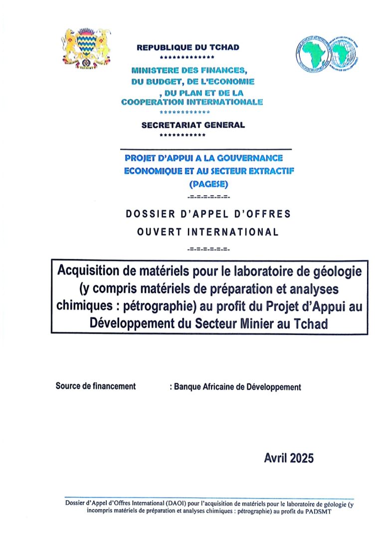PAGESE : Avis d’appel d’offres pour l’acquisition de matériels pour le laboratoire de géologie